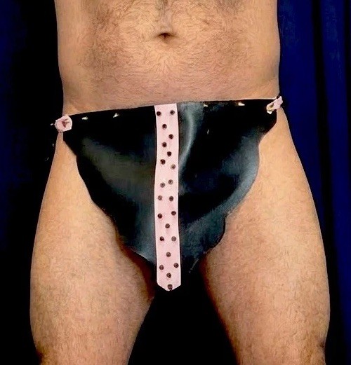Black Latex Lion Loincloth with Chain – Spiked Gothic Design, High Gloss