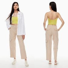 Aritzia Wilfred Free Maeve Cargo Pants Womens 8 Taupe Beige Twill Mid Rise