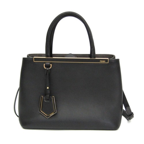 Fendi Toujours Leather Shoulder Bag Black 8BH253 Womens