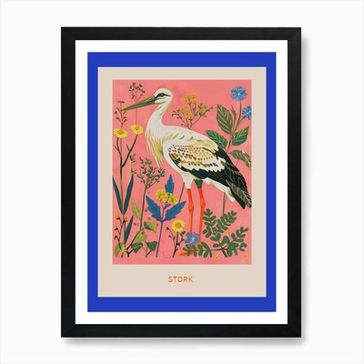 Frühling Vögel Poster Storch 3 Kunst Pri gerahmt Wandbild Poster Leinwanddruck Bild