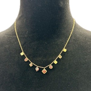 Authentic Kendra Scott Pink Sunset Boho Charm Necklace - Coral Red Evil Eye - Gold Plated