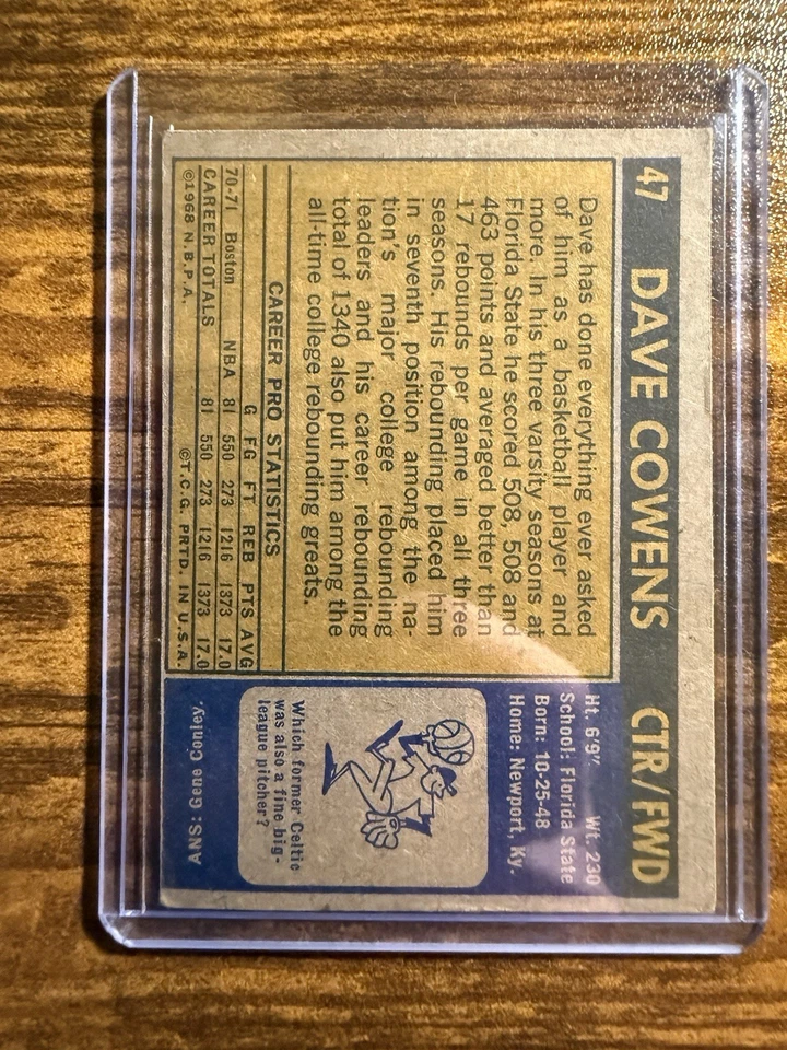 1971-72 Topps - Dave Cowens #47 (RC) Foto 2 de 2