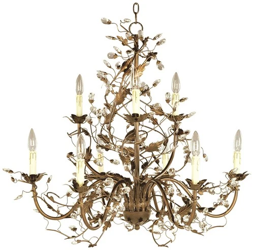 Maxim Elegante 29" Classic Etruscan Gold Vine and Crystal Chandelier - Picture 2 of 5