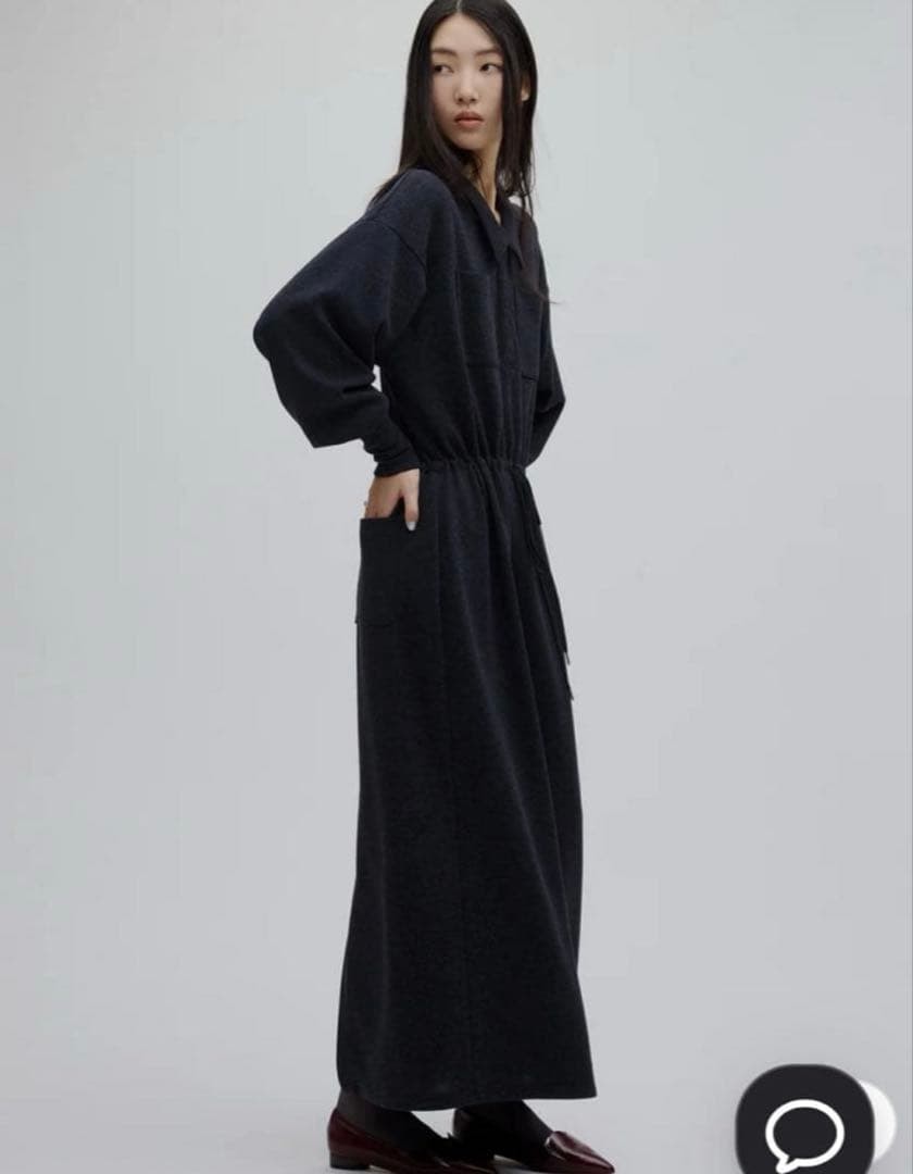 AMERI RELAX DRAWSTRING SWEAT DRESS Black M - image 3