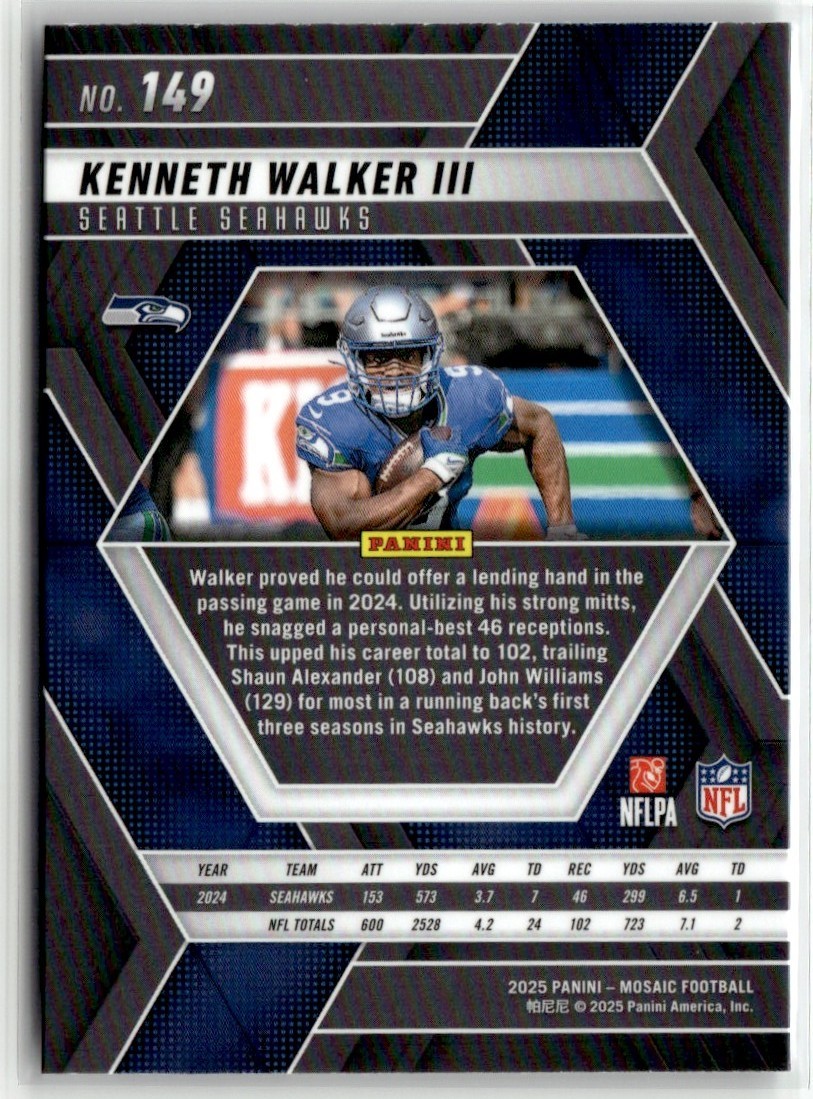 Kenneth Walker III 2025 Panini Mosaic Seattle Seahawks #149 | eBay