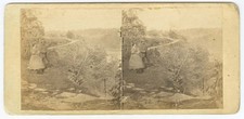 G2758~ NIAGARA – Couple & Dog on River Bank c.1860 Stereoview – E Anthony