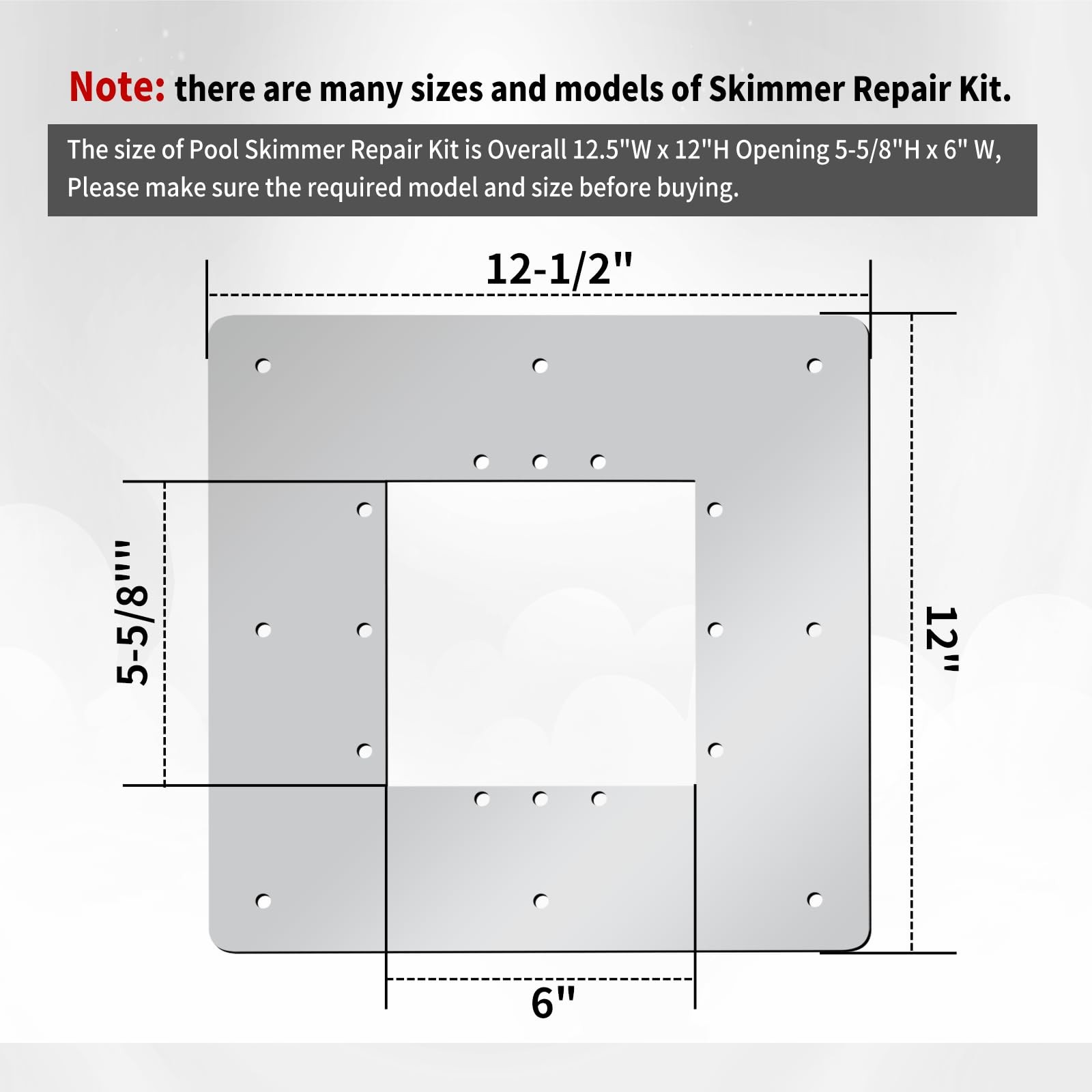Standard Pool Skimmer Repair Kit 304 Stainless Steel 12.5" W 12" H Compatible...