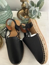 Toni Pons Black Leather Espadrilles EU 36 Origins Noelia Slingback Women US Sz 6