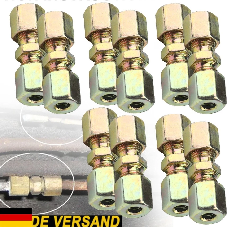 10x Schnell-verbinder Für Bremsleitung Din 4,75 Mm 3/16 Ohne Bördeln Bördelgerät - Bild 1 von 4