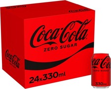Coca Cola Zero Sugar 24 x 330 ml Cans 330ml pack of 24 next day delivery