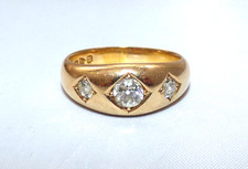 ANTIQUE VICTORIAN 18CT GOLD DIAMOND GYPSY RING CHESTER 1900 DIAMOND TRILOGY Q1/2