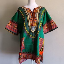 Dashiki Tribal Medium Unisex Tunic Top, Bold Multicolor Boho Traditional African