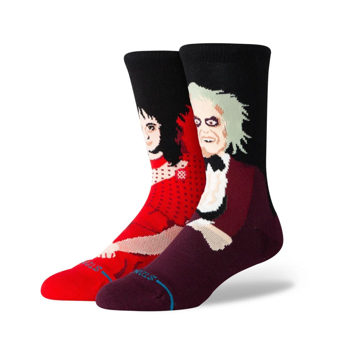 Носки Stance x Beetlejuice Dearly Beloved Classic Crew Socks (темно-бордовые) с графическим рисунком