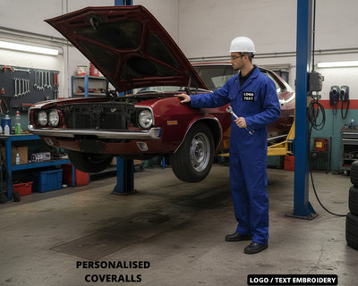 Bestickter Mechaniker Overall - personalisierte Arbeitskleidung, Vatertagsgeschenk