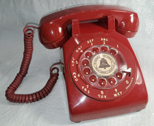 Works Excellent Vintage Red Rotary Dial Telephone Western Electric Model 500