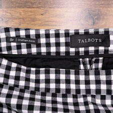 Talbots Chatham Ankle Pants Womens 8 Petite Black Check Mid Rise Stretch