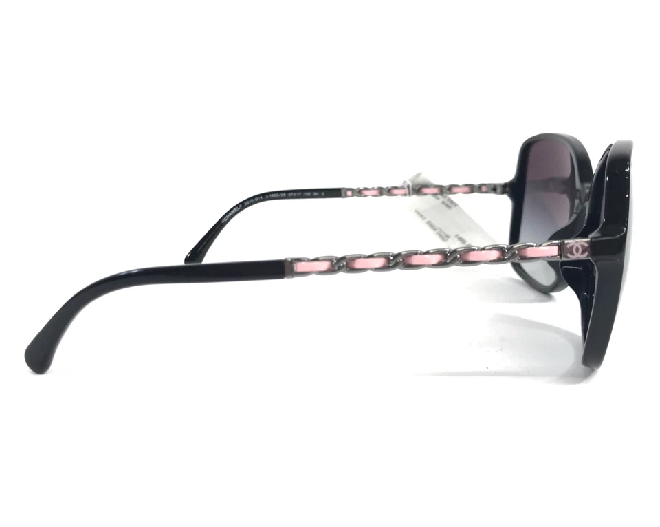 Gafas de sol Chanel 5210-Q-A c.1663/S6 tejido negro rosa cuero cadena brazo degradado Foto 4 de 4