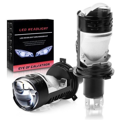 2X H4 Bi-LED Mini Projector Lens Headlight Bulbs Hi/Lo 100W 24000LM Retrofit LHD