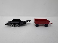 Tootsietoy Red Farm Trailer and Black Utility Trailer Replacement Parts Lot VTG