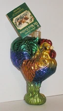 2012 HEIRLOOM ROOSTER - OLD WORLD CHRISTMAS BLOWN GLASS ORNAMENT NEW W/TAG 16092