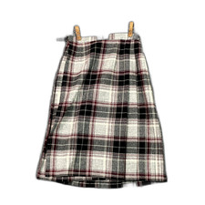 Womens Tartan Kilt Style Wrap Skirt 14 Plaid Wool Adjustable Buckle Academia