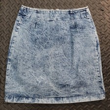 Vintage 90s Jerry Leigh Acid Wash Denim Mini Skirt USA Made Size 11 Y2K