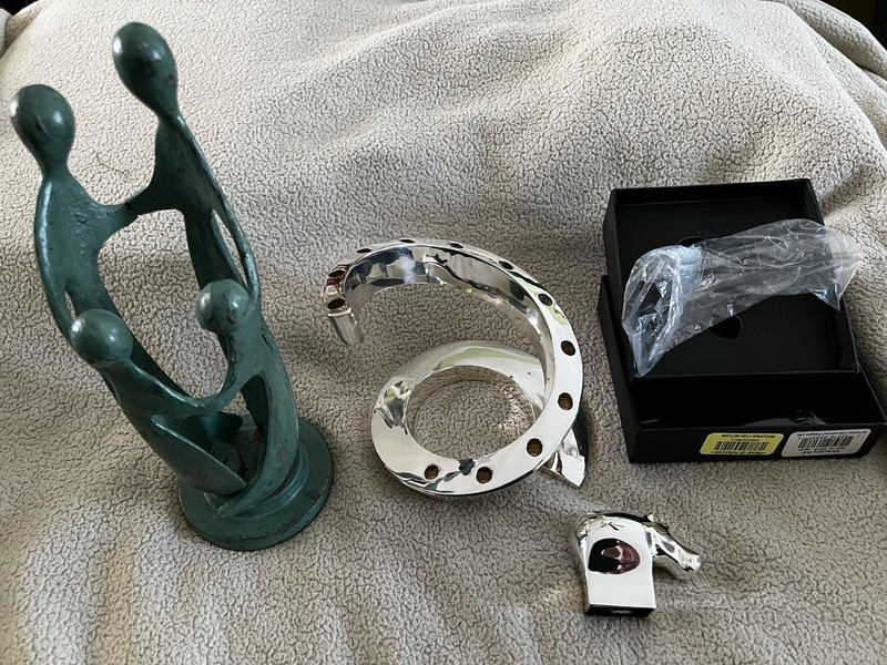 MCM Lot Dansk Silverplated Spiral Candle Holder Dansk Bull And Family Sculpture