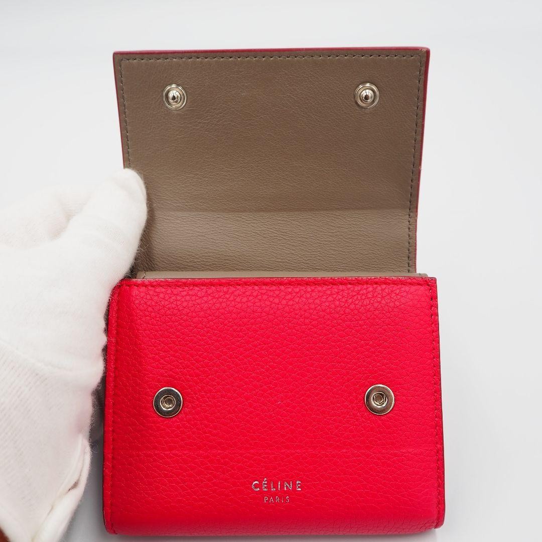 CELINE Multi function Small 3 fold Wallet Wine Re… - image 4