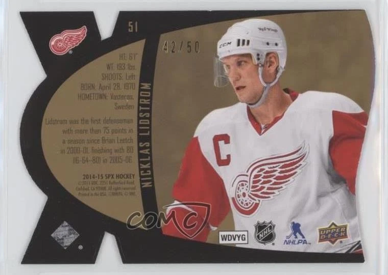2014-15 SPx 1997-98 SPx Retro Grand Finale /50 Nicklas Lidstrom #51 HOF - Image 2 of 2