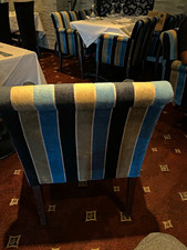 Striped Upholstered Accent Chair, Linen Blend, Padded Seat, 50x55x60cm