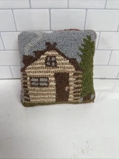 Mud Pie House With Chimney Mini Hook Throw Pillow Decor 7”x7”