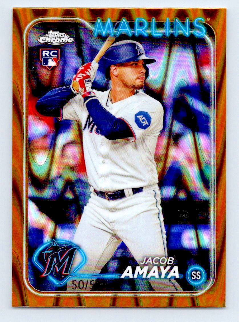 2024 Topps Chrome - Jacob Amaya #92 Gold RayWave Refractor (RC) 50/50
