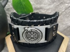 Punk Goth Bracelet Black Leather Spike Rivet Metal Studded Wristband B3246