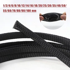 1-100mm Black TIGHT Braided PET Expandable Sleeving Cable Wire Sheath Mesh Tube
