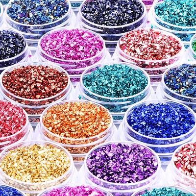 12 Box Crushed Glass Craft Glitter Fine for Resin Art, Small Broken A#GLITTER 