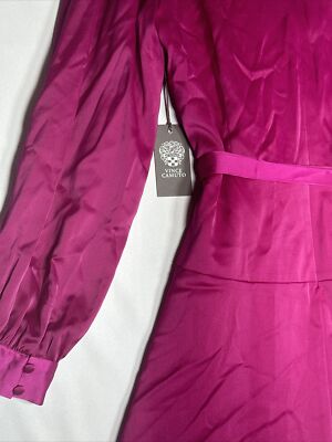 Vince Camuto Women's Satin Shawl-Collar Fit & Flare Dress Pink Color Size  16 | eBay