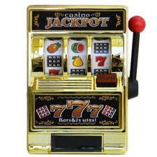 Slot Machine Collectables Casino Jackport Game and Money Bank Gold