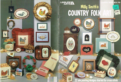 Milly Smith Country Folk Art Cross Stitch Pattern 1983 Vintage Roosters Geese