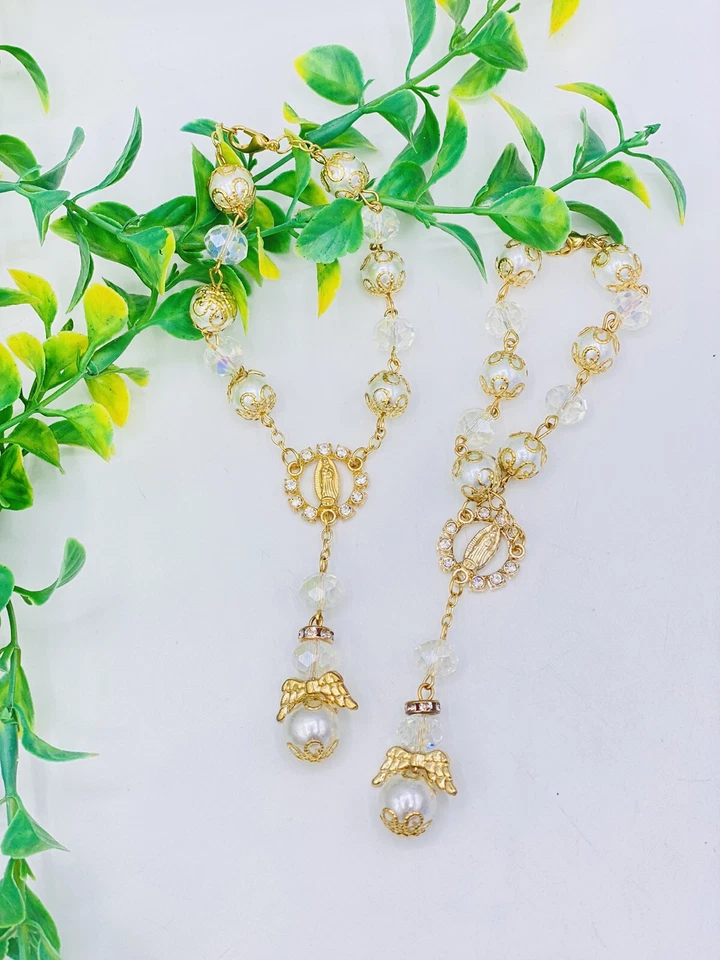 12 BAPTISM FAVORS BRACELETS W/GD FIRST COMMUNION RECUERDOS DE BAUTIZO FREE BAGS - Image 3 of 4