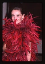 Audrey Hepburn 1988 Event Red Feather Glamour Gown Original 35mm Transparency 