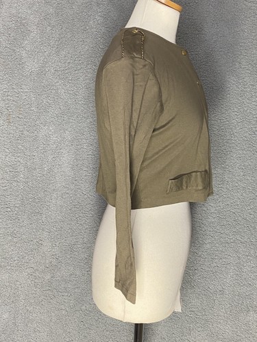 J California Women Size S Olive Green Military Style Jacket Cropped Epaulet Soft - Picture 5 of 12