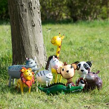 Cute Safari Animal Metal Garden Sculpture Decorative Ornament Lawn Art Figure