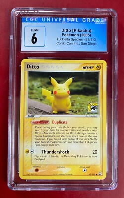 CGC 6 Ditto (Pikachu) COMIC CON Promo 63/113 Pokemon Delta Species