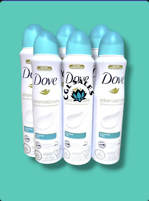 6PK Dove Advanced Care Spray UNSENTED Antiperspirant Deodorant 107g
