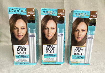 3 LOREAL MAGIC ROOT RESCUE 6 Light Brown Shades 10 Minute Root Coloring Kit Gel