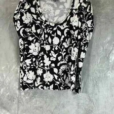 INC International Concepts Women's Deri Blooms Cotton Puff-Sleeve Top SZ L