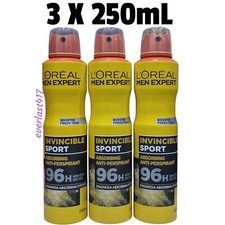 Loreal Men Expert Invincible Sport 96H Anti Perspirant Deodorant 3x 250ml
