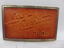 Leon Everette RCA Country Artist Belt Buckle Vintage Leather  Metal Cowboy