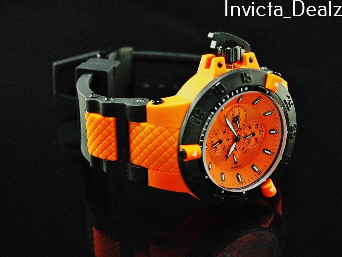 RARE Invicta 50mm Subaqua Noma III MultiFunction Pumpkin Orange