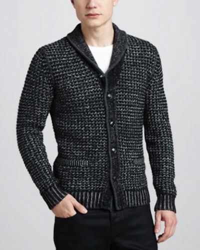 COTTON TWEED SHAWL CARDIGAN SWEATER XXL 